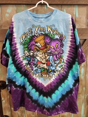 Tie-Dye "Don't You Know? We're All Mad Here" Liquid Blue (Alice/Wonderland)